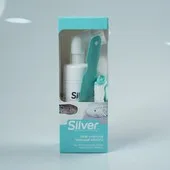 silver cleaner with a towel