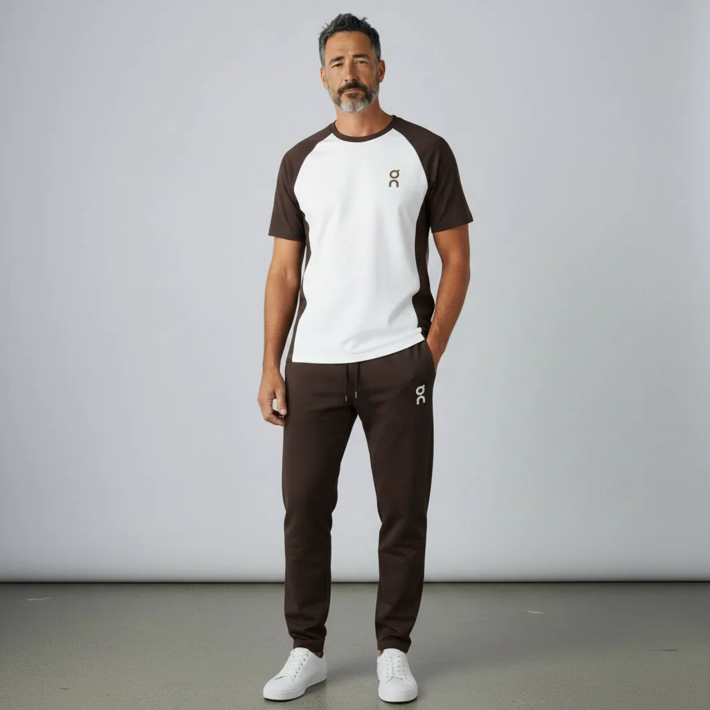 oncloud set white brown t-shirt + pant
