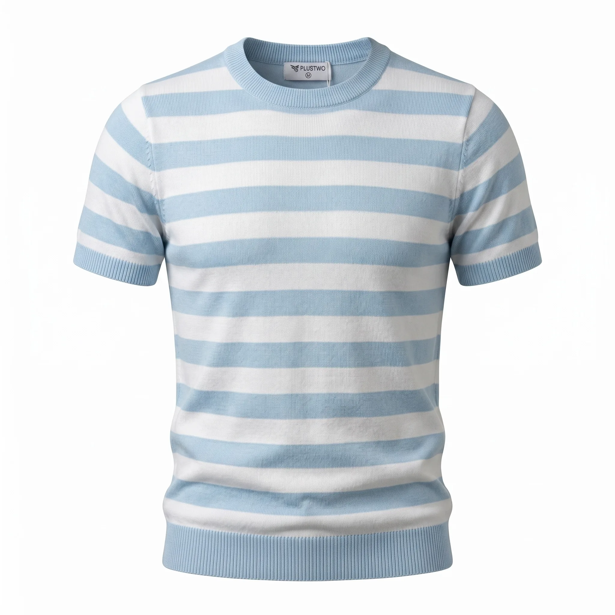 Marseillaise Striped Knit T-Shirt Blue and White