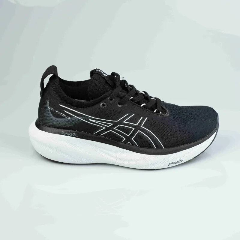 asics black white pure gel